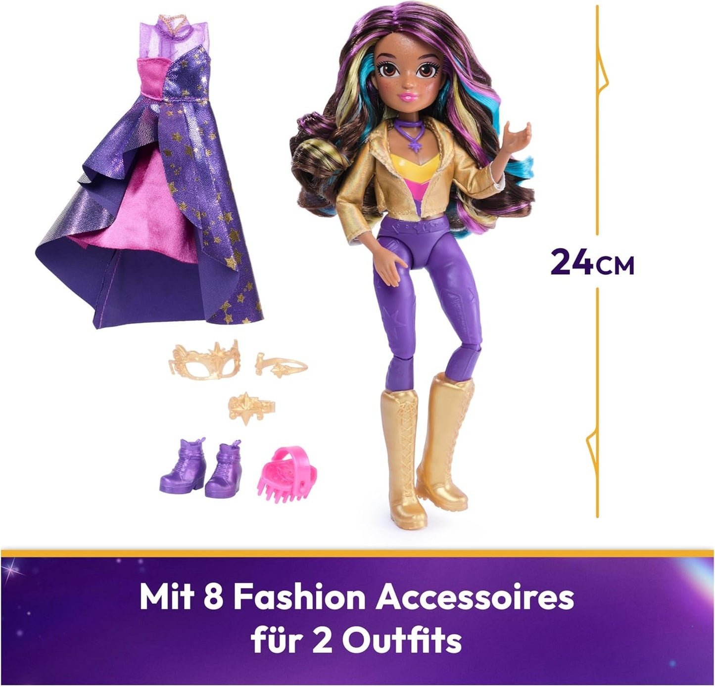 Unicorn Academy Deluxe Masquerade Ball - Sophia Original Doll fra den populære Netflix-serie, 24 cm høj, med 2 outfits og tilbehør, fra 4 år og opefter