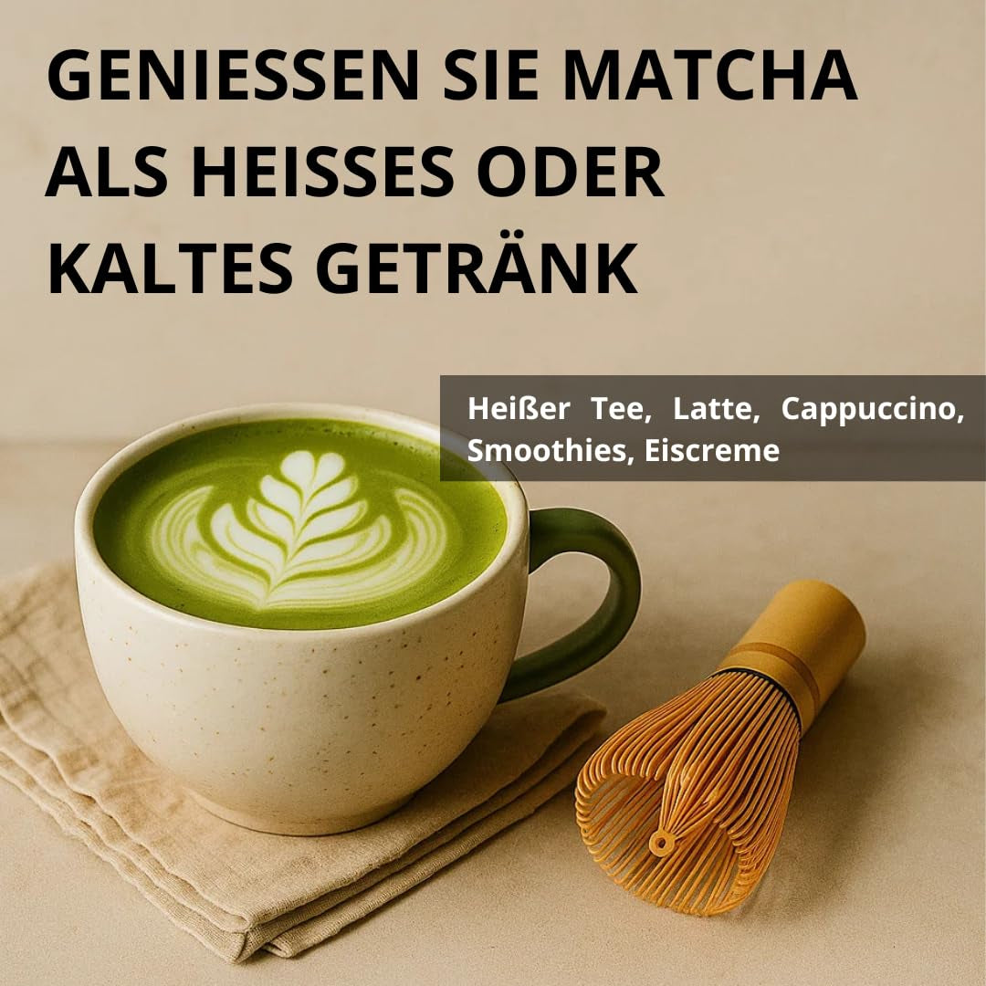 | Matcha økologisk pulver 100 g | Grøn te Matcha Powder Ceremoniel Grade | 100 % naturlig og førsteklasses kvalitet | Afgiftende te | Kompatibel med Matcha sæt, stilk, skål og glas.