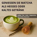 | Matcha økologisk pulver 100 g | Grøn te Matcha Powder Ceremoniel Grade | 100 % naturlig og førsteklasses kvalitet | Afgiftende te | Kompatibel med Matcha sæt, stilk, skål og glas.