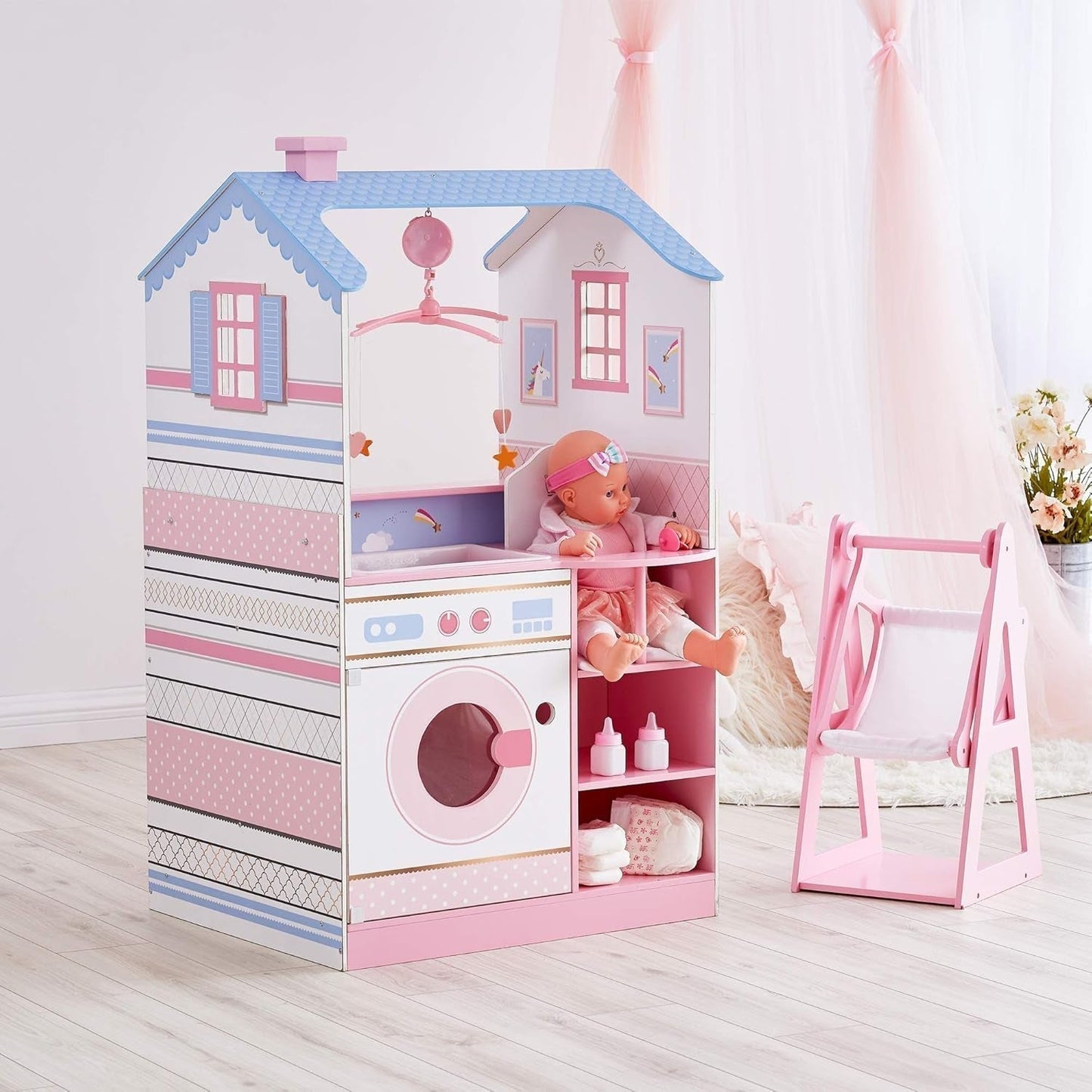 Olivia'S Little World Teamson børn 18 tommer babydukker trædukkehus Dobbeltsidet børneværelse TD-11460W Dukkehuse Naty Shop