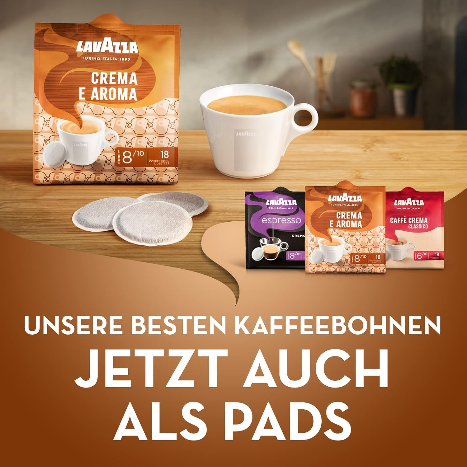 Lavazza Crema E Aroma, cremet og aromatisk smag, medium Röstung, 18 Pads
