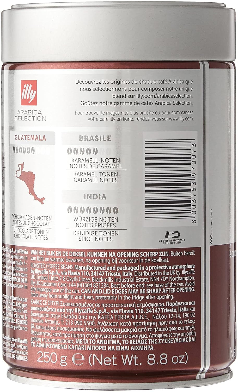 illy kaffebønner, udvalg af Arabica kaffebønner, Guatemala, pakke med 6 (6 x 250 g)