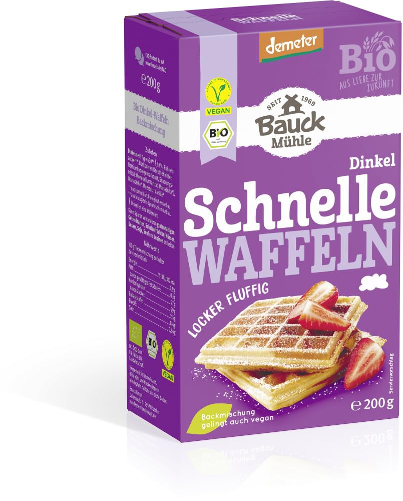 Demeter Bauck Hof Bio Dinkel Vaffel, 200 G Blanding til bagning og madlavning Naty Shop 12 X 200 Gr
