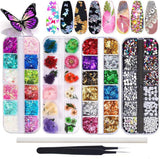 Kalolary tørrede blomster til negle Sommerfugle pailletter Neglelak folie Neglestickers Pincet Neglesten Negle Rhinestones Blyant til 3D Negle Design DIY dekorationer