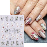 JMEOWIO 3D Nagelsticker Blumen Nail Art Sticker Selbstklebend Nagelaufkleber 5D Stereoskopisk Frühling Sommer Dekoration Nageldesign Zubehör 4 Blatt