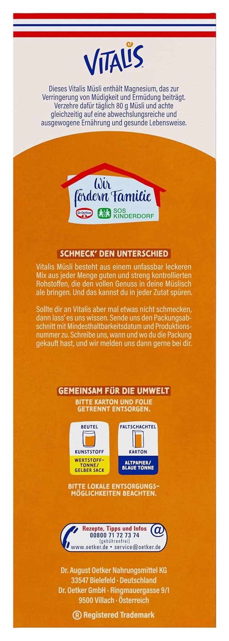 Dr. Oetker Vitalis Crunchy Honeys: Honey Crunchy Müsli til morgenmad og snacks, 5 stk. (5 x 600 g)