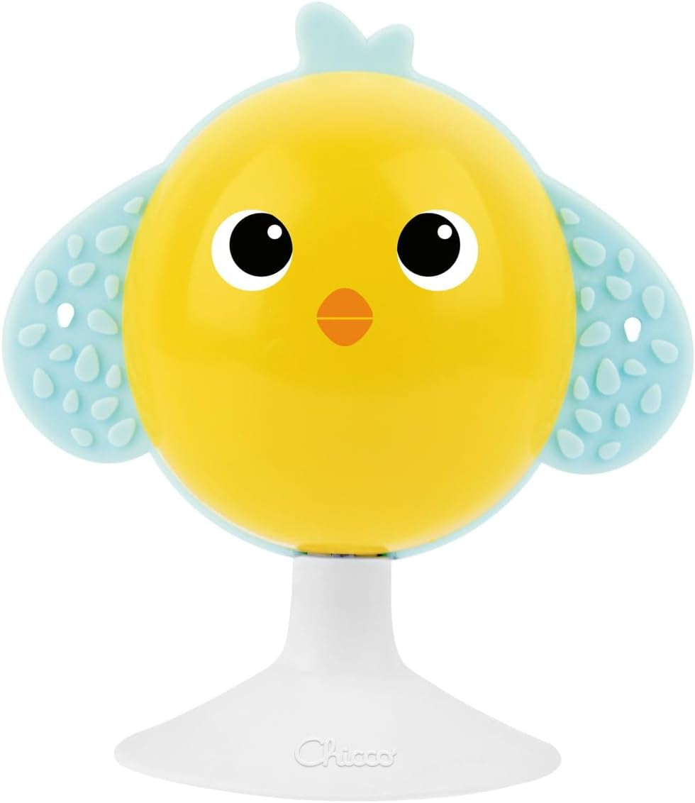 Chicco måltidsgavesæt Dou Dou, hagesmæksæt, højstolslegetøj med sugekop i form af en sød kylling, med to farverige rangler, let at fange fra 6 måneder Baby Toys Naty Shop