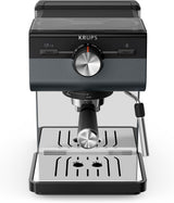 KRUPS Authentic+ espressomaskine, 15 bar, intuitiv betjening, sofistikeret design, dampmundstykke, inklusive udvidet tilbehør, Bullet Dark sølv/rustfrit stål, XP384G10