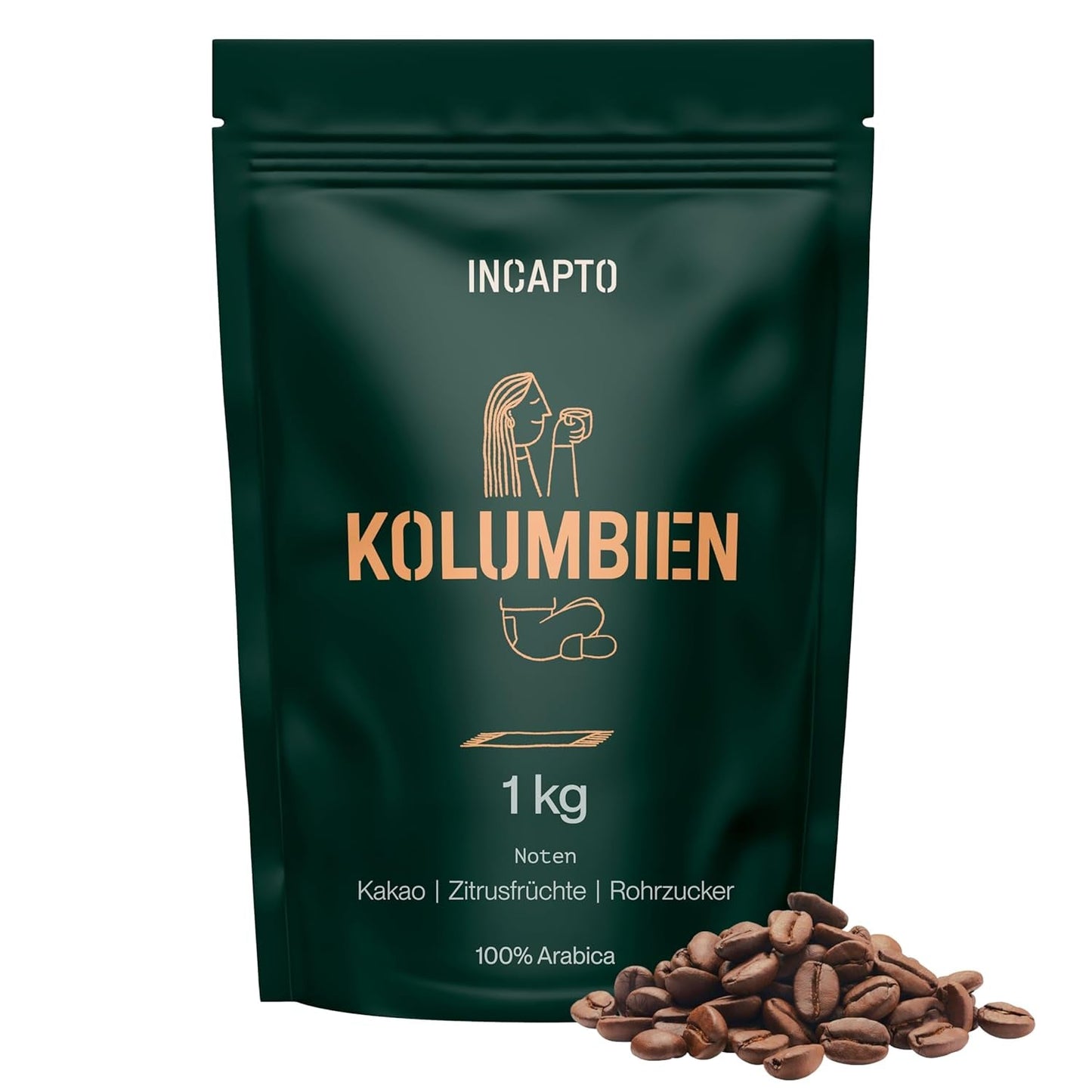 Incapto Spezialitäten-Kaffeebohnen | Single-oprindelse colombiansk | Espresso 100% Arabica | Specialkaffe 84 Points SCA | Traditionel Geröstete Bohnenkaffee | Plantage Huila, Cadefihuila, 1 kg