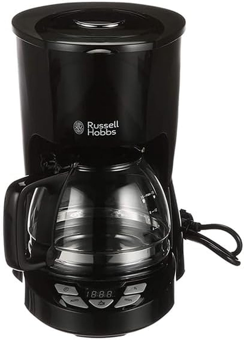 Russell Hobbs kaffemaskine [Digital timer, brusehoved for optimal udsugning og aroma] Teksturer+ (1 til 12 kopper, 1,25 l glaskaraffel, varmeplade, anti-drypsystem) Filterkaffemaskine 22620-56