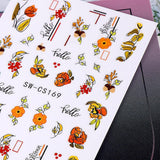 3D Autumn Nail Stickers Græskarblade Negle Stickers Geometrisk linje Blomster Negle Stickers Thanksgiving Day Design Negle Stickers Efterår Pumpkin Nail Stickers Negletilbehør Negle Art