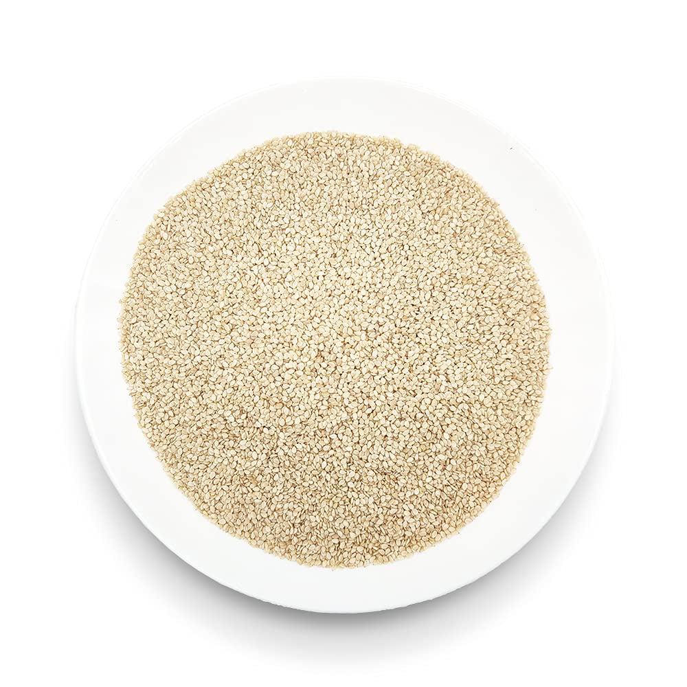 Økologiske sesamfrø 3 kg, rå økologiske oliefrø, hvid sesam, naturligt afskallet, uristet, kilde til calcium og jern, økonomipakke