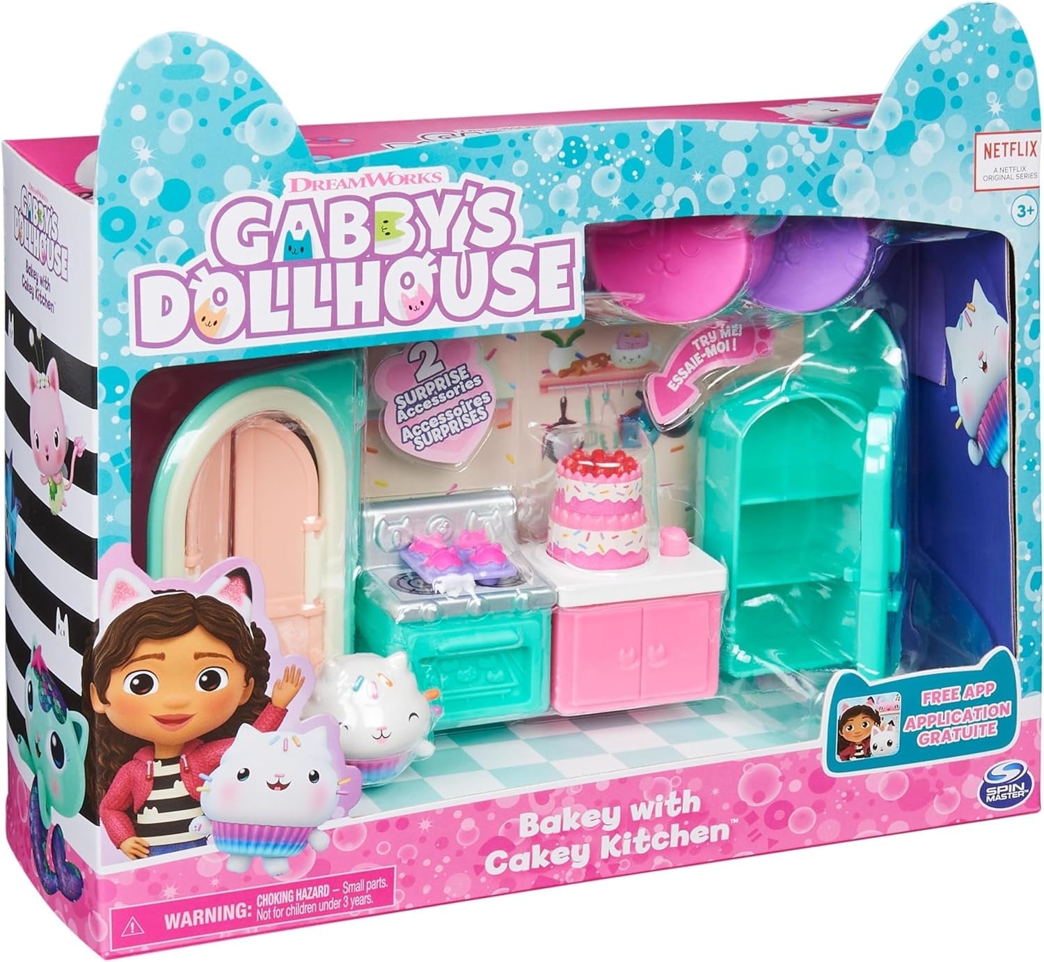 Gabby's Dollhouse Deluxe-værelse, katteværelse, møbler og 2 overraskelsesæsker med tematilbehør, velegnet til 3 år og opefter