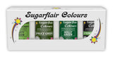 Sugarflair Pasta Madfarve, Grøn, Sæt med 4, Madfarve til Pasta, Fondant, Marcipan, Sukkerpasta, Smørcreme og mere: Ilex Green, Spring Green, Spruce Green, Party Green - Sæt med 4