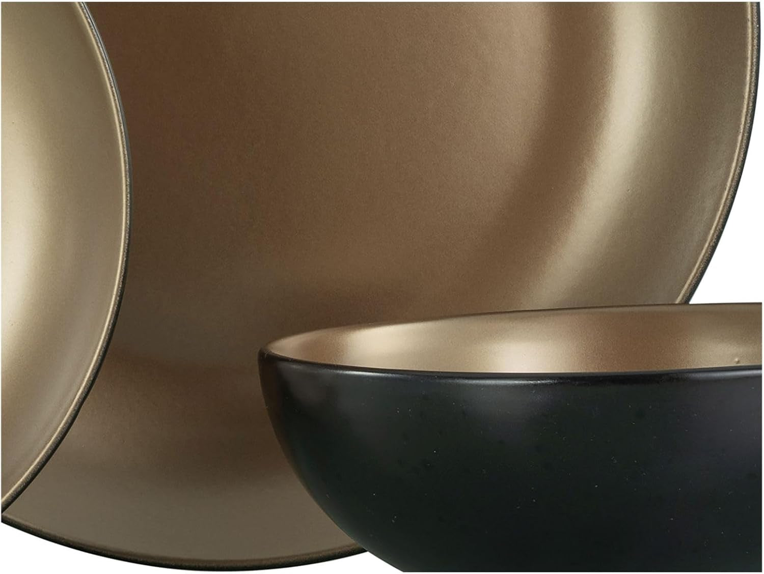 CreaTable, 23598, GLAMOR Series - Guld, 16-delt porcelænssæt, Porcelænskombinationsservice, Tåler opvaskemaskine og mikroovn, Kvalitetsfremstilling
