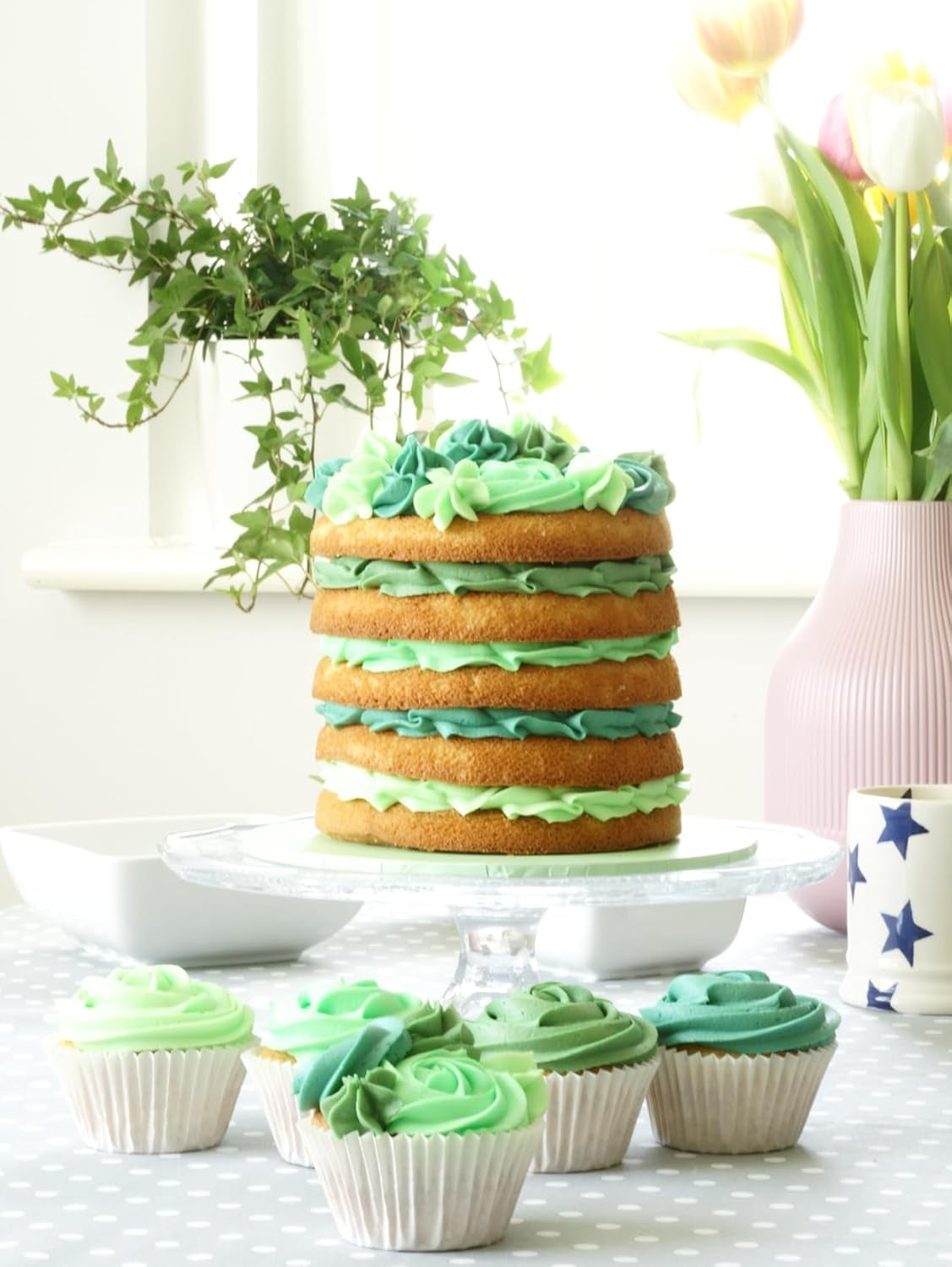 Sugarflair Pasta Madfarve, Grøn, Sæt med 4, Madfarve til Pasta, Fondant, Marcipan, Sukkerpasta, Smørcreme og mere: Ilex Green, Spring Green, Spruce Green, Party Green - Sæt med 4