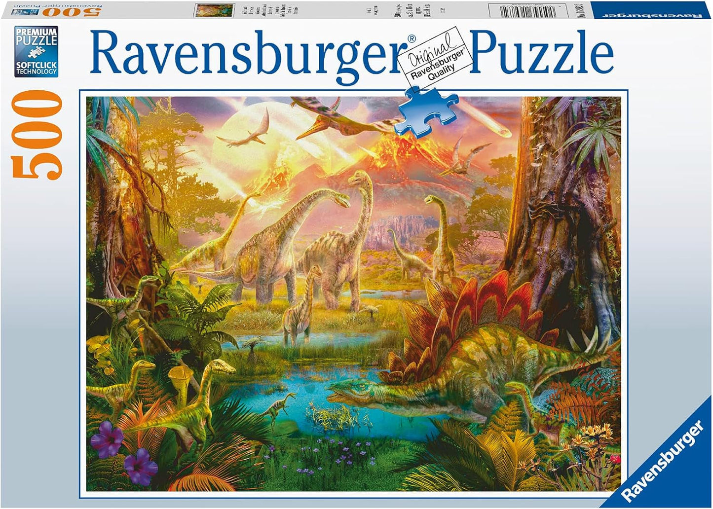 Ravensburger Puzzle 16983 - Dinoland - 500 brikker puslespil til voksne og børn over 10 år, dinosaur puslespil Puslespil Naty Shop