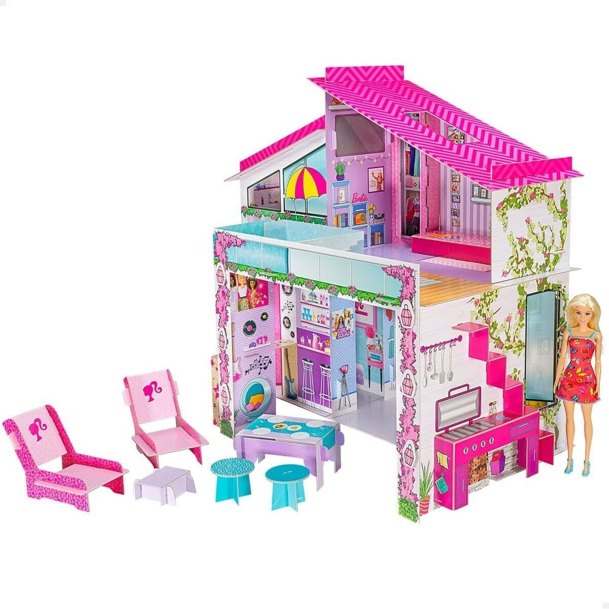 Lisciani - Dukkehus - Barbie Dukke Ferievilla - Fantasy Leg - Paphus til at samle og dekorere - Kreativ fritid - For piger fra 4 år og opefter