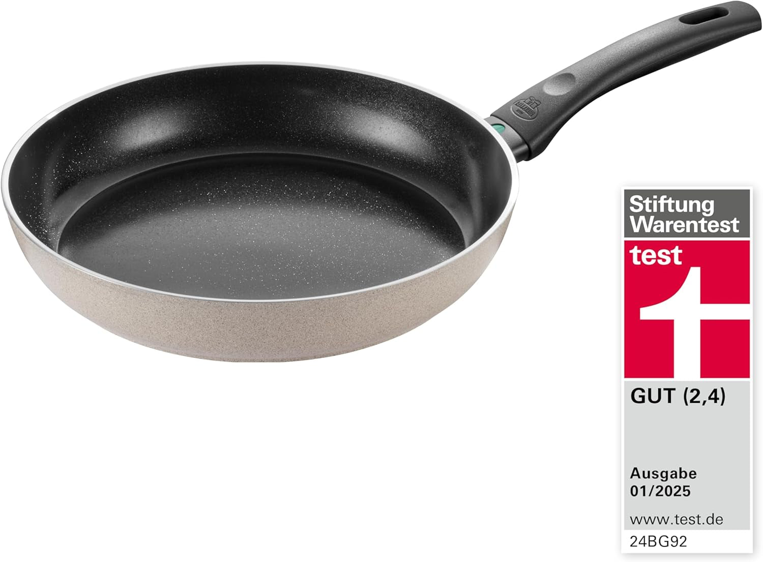 Ledro stegepande, 24 cm, aluminium, velegnet til induktion, non-stick keramisk belægning, Thermopoint, Made in Italy, beige Gryder og pander Naty Shop 28 Cm
