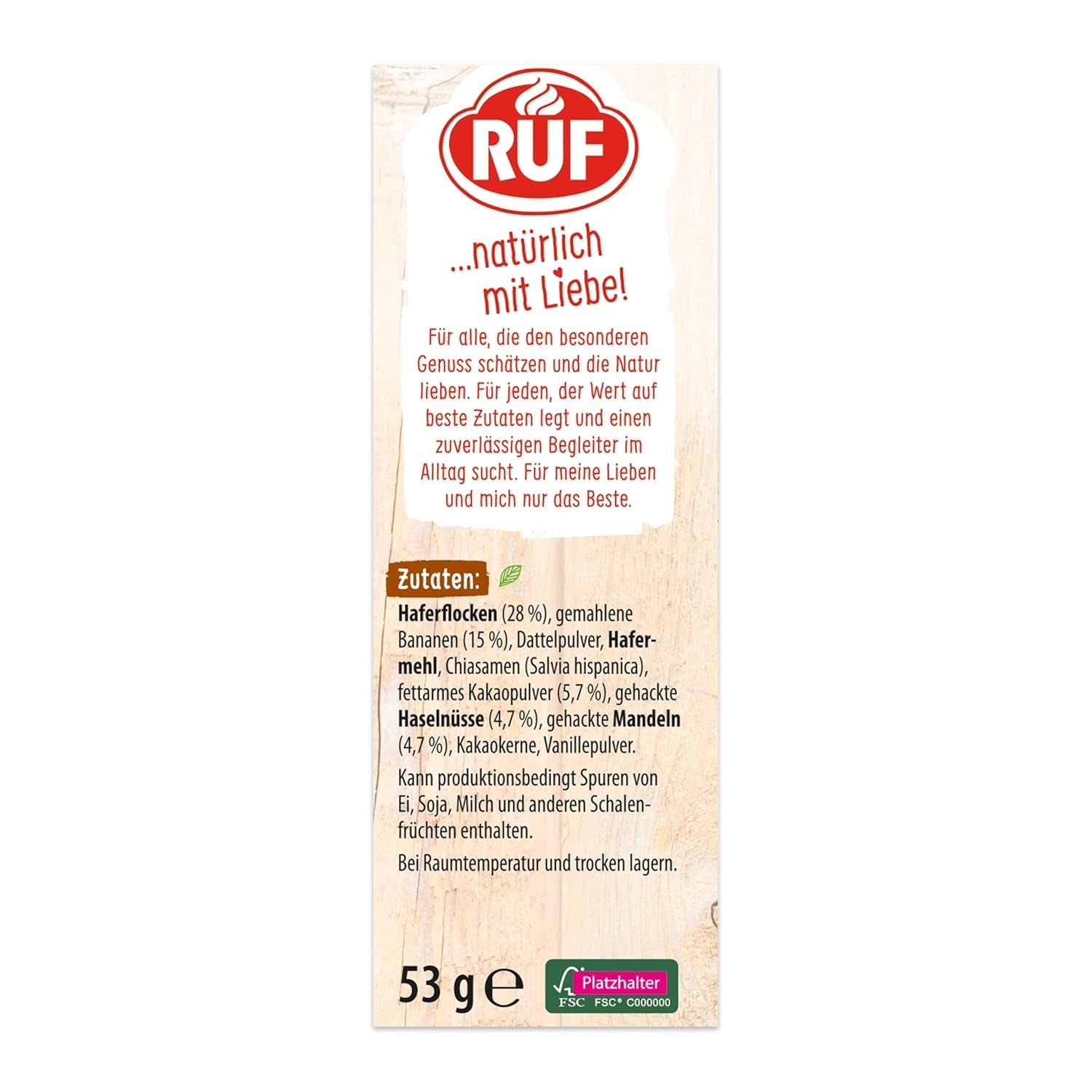 RUF Smoothie Bowl Havre Banannødder Chokolade morgenmadssnack Hurtig og nem vegansk 1 pose x 50 g (pakke med 3)