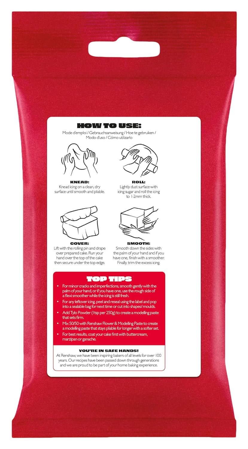 Ekstra Fondant Rød 1 kg - Ekstra elastisk fondant med vaniljesmag, perfekt til dækning af kager - Rød - 1 kg Sugar Paste Naty Shop