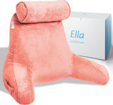 Ella læsepude til seng og sofa med aftagelig nakkerulle - Rygpude til seng - Memory Foam læsepude med armlæn, ideel til at læse, se tv, slappe af eller som rygstøtte - Grå