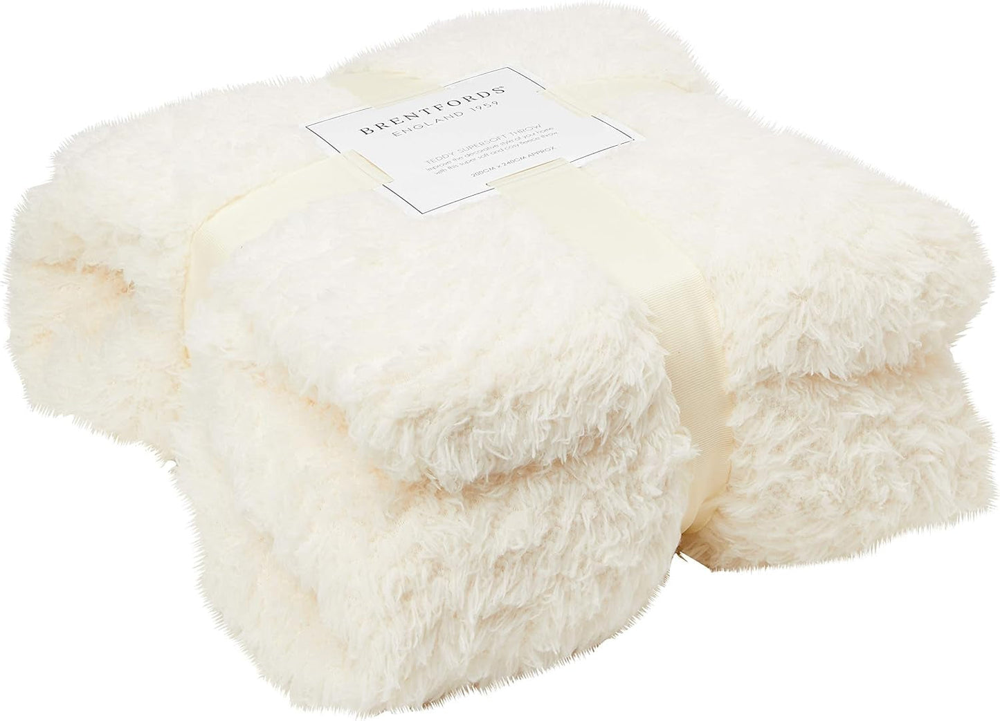 Brentford's Teddy Fleece Tæppe Stort Sengetæppe Plys Super Blød Varm Sovesofa Sengetæppe Sort - 150 X 200 Cm Senge og tæpper Besuche den Brentfords-Store Crème 200 X 240 Cm