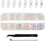 Beadsland 2500 stk Glas Nailart Strasssteine ​​​​Kristall Flatback Edelsteine ​​​​Runde, ​​Für Handwerk Gemischt 8 Größen SS4 ~ SS30 Mit Picking Pinzette Und Stift (Kristall Weiss)