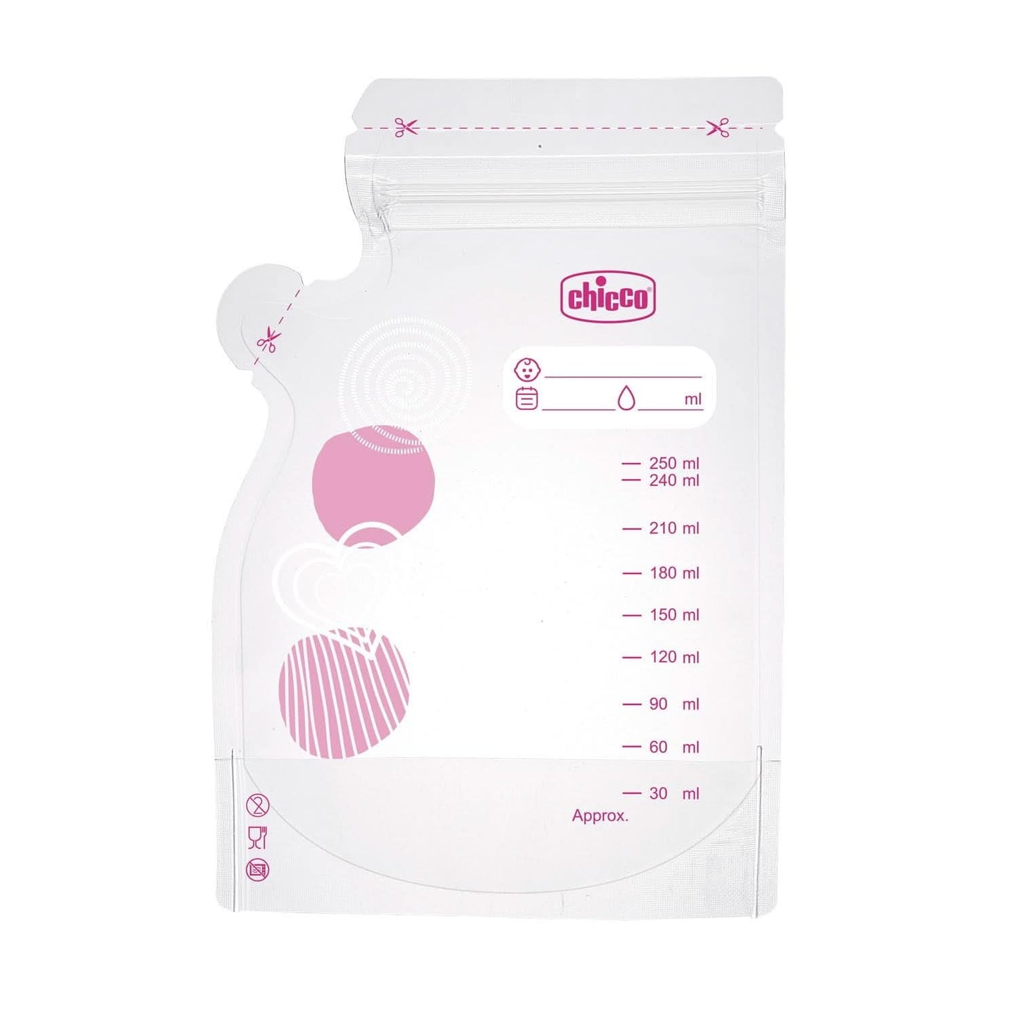 Chicco mælkepose med 30 stykker, Lækagesikker, 250 ml Tilbehør Mad og Amning Bebe Naty Shop