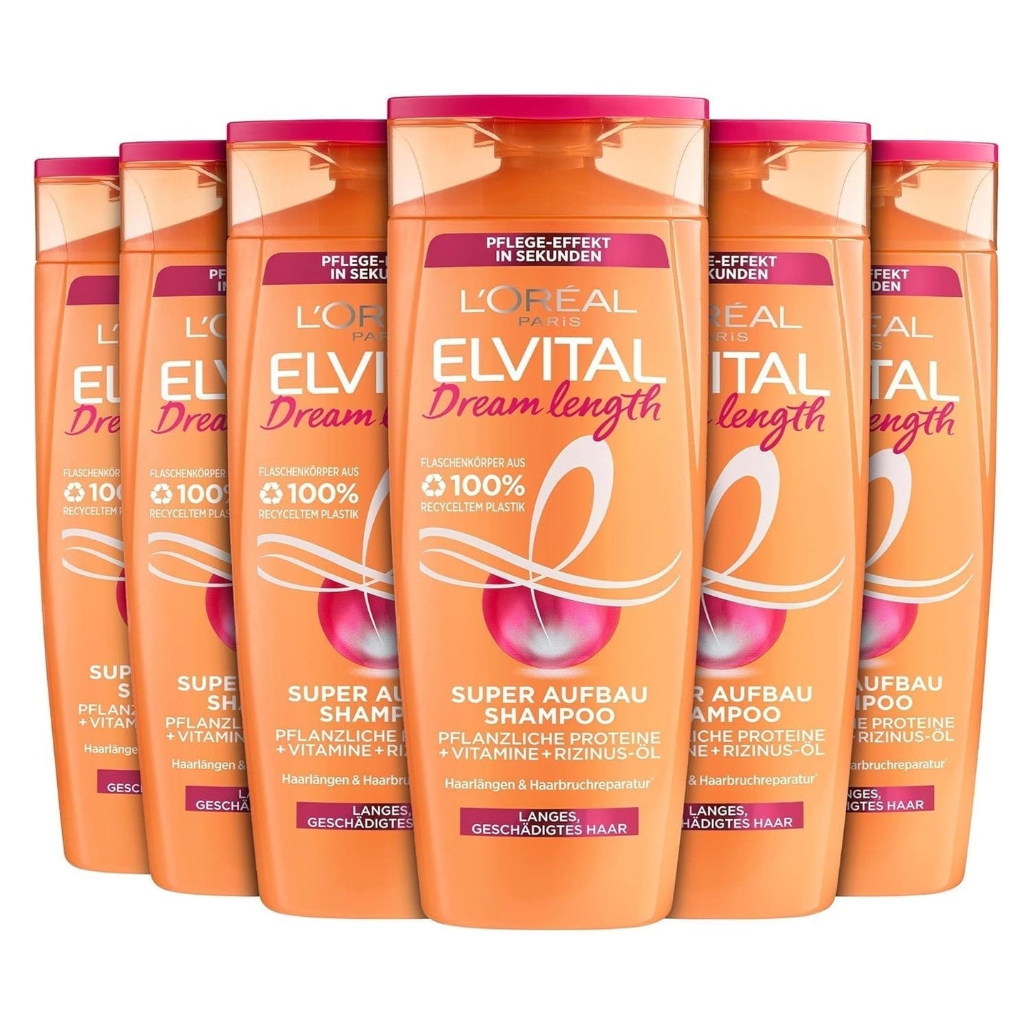 L'Oréal Paris Elvital Dream Length Super Building Shampoo, til drømmende langt hår Brusebad og bad L'Oréal 6 x 300 ml Duftfri