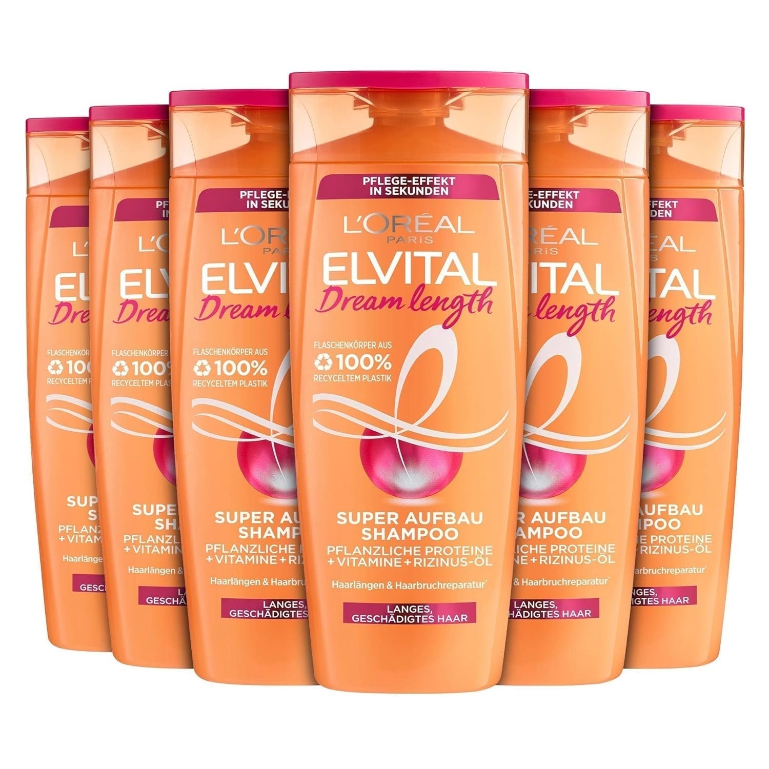 L'Oréal Paris Elvital Dream Length Super Building Shampoo, til drømmende langt hår Brusebad og bad L'Oréal 6 x 300 ml Duftfri