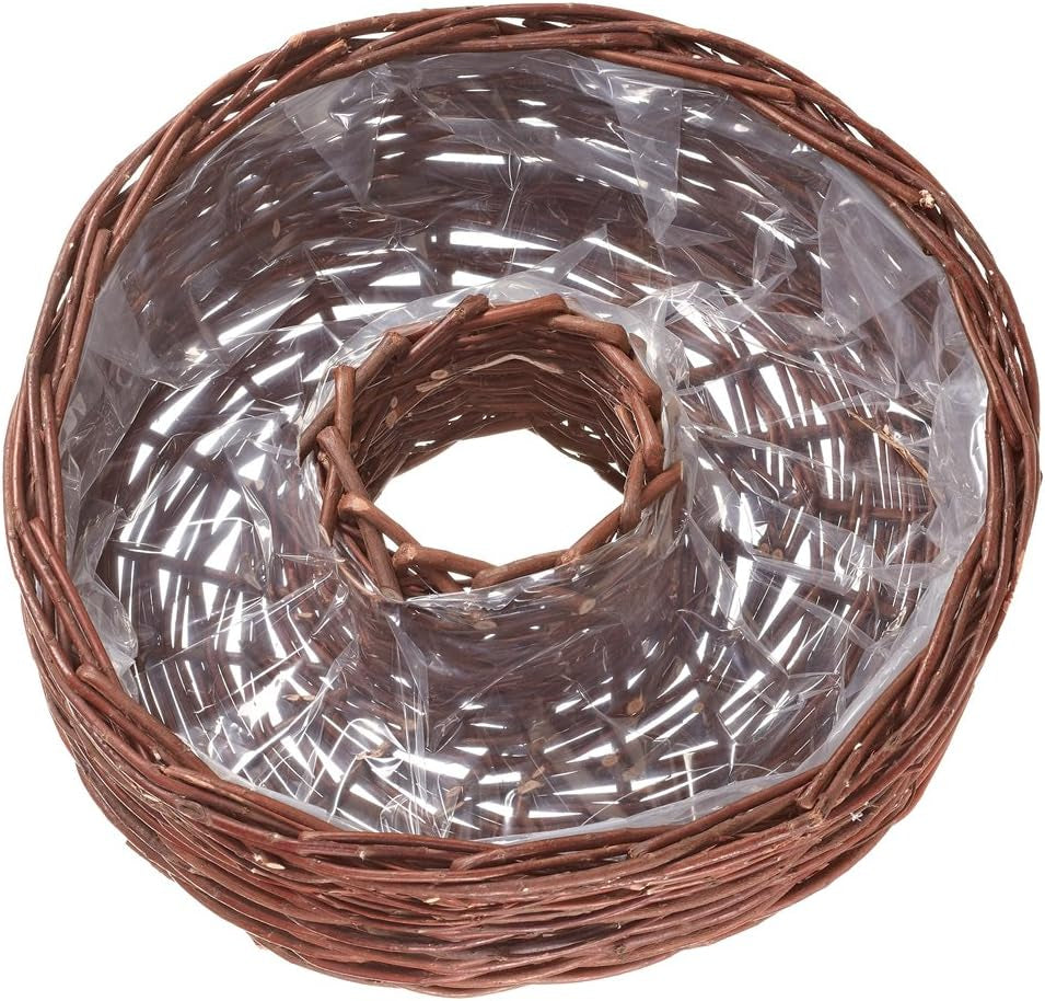 Dehner pilekurvring med plantefolie, højde 12 cm, Ø 40 cm, pilestof, brun