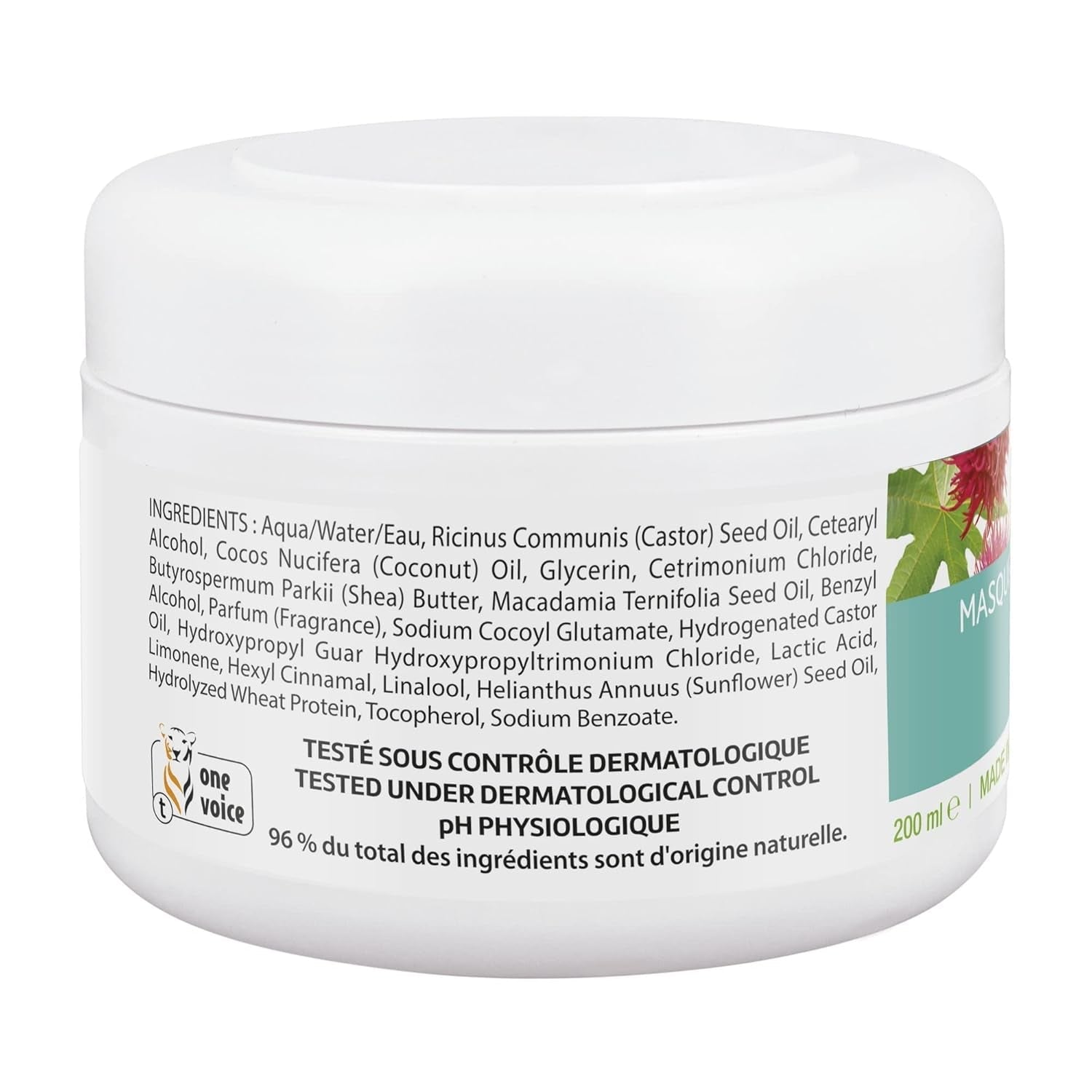 Mask Sublimateur à l'Huile de Ricin et Kératine Végétale 200 ml Hårmaske Naty Shop