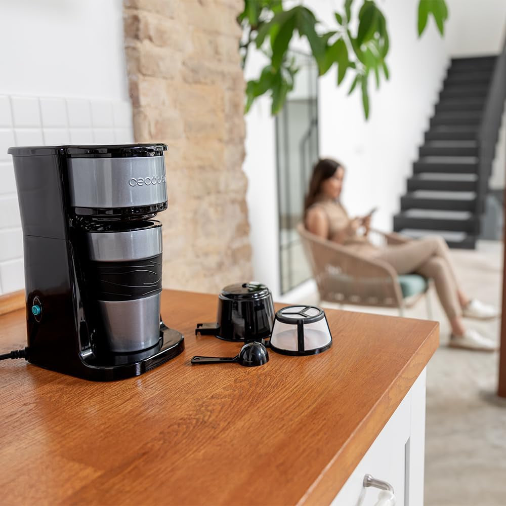 Cecotec Coffee 66 Drop & Go espressomaskine med termokande, 700 W, kapacitet 420 ml, forseglet tud, permanent eller papirfilter, automatisk slukfunktion, beholder med vindue