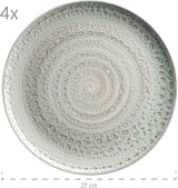 MÄSER 931744 Spicy Market Series, håndmalet porcelænssæt til 4 i vintage middelhavsdesign, 16-delt keramisk kombinationssæt, grønt, stentøj