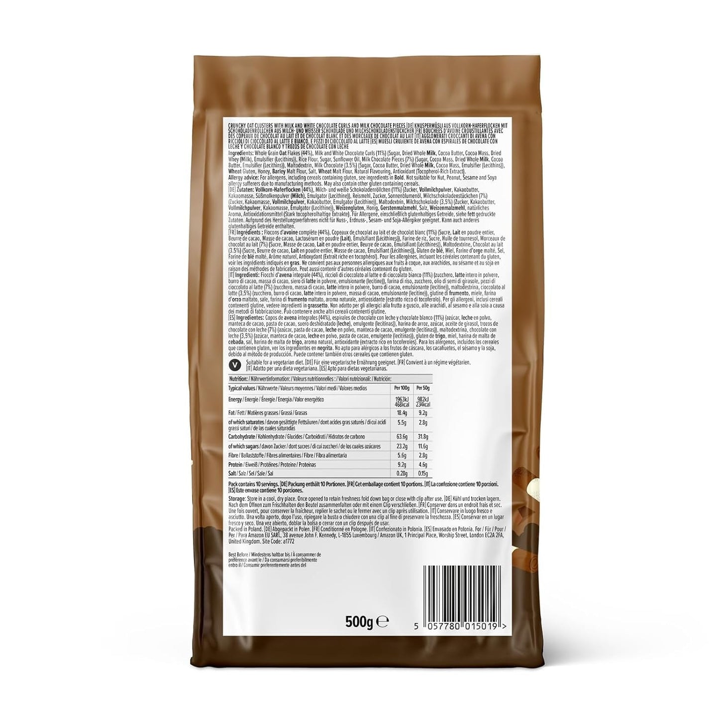 Sprød müsli med chokolade fra Amazon, 500g