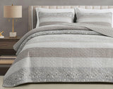 Chezmoi Collection Addy Patchwork Quilt Sæt Forvask Bomuld Letvægts Vendbar All Seasons Oversized 3 dele Navy White Grå Taupe Plaid Quilts & Quilts Naty Shop Hibiscus Patchwork Stripes Taupe Twin