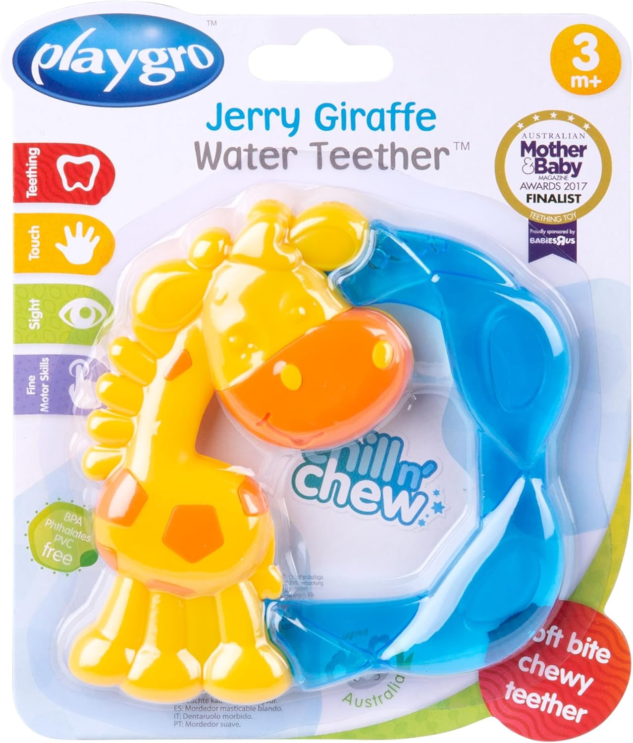 Playgro Jerry Giraffe Bringning - Babybitring - Silikone Bringning - Silikone Bringning - Bringehjælp - Silikone - Bringning - Farverig