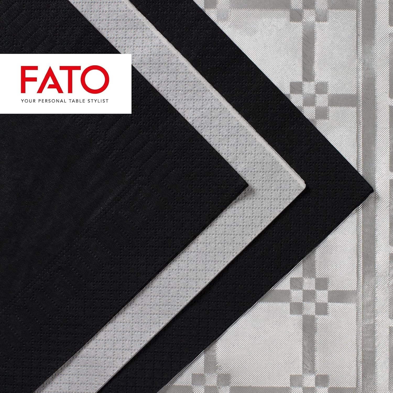 , Engangspapirservietter, ideelle til afslappede frokoster og buffeter, pakke med 50 servietter, størrelse 33X33, 4-lags, 2-lags, sort, Fsc-certificeret (pakke med 2)