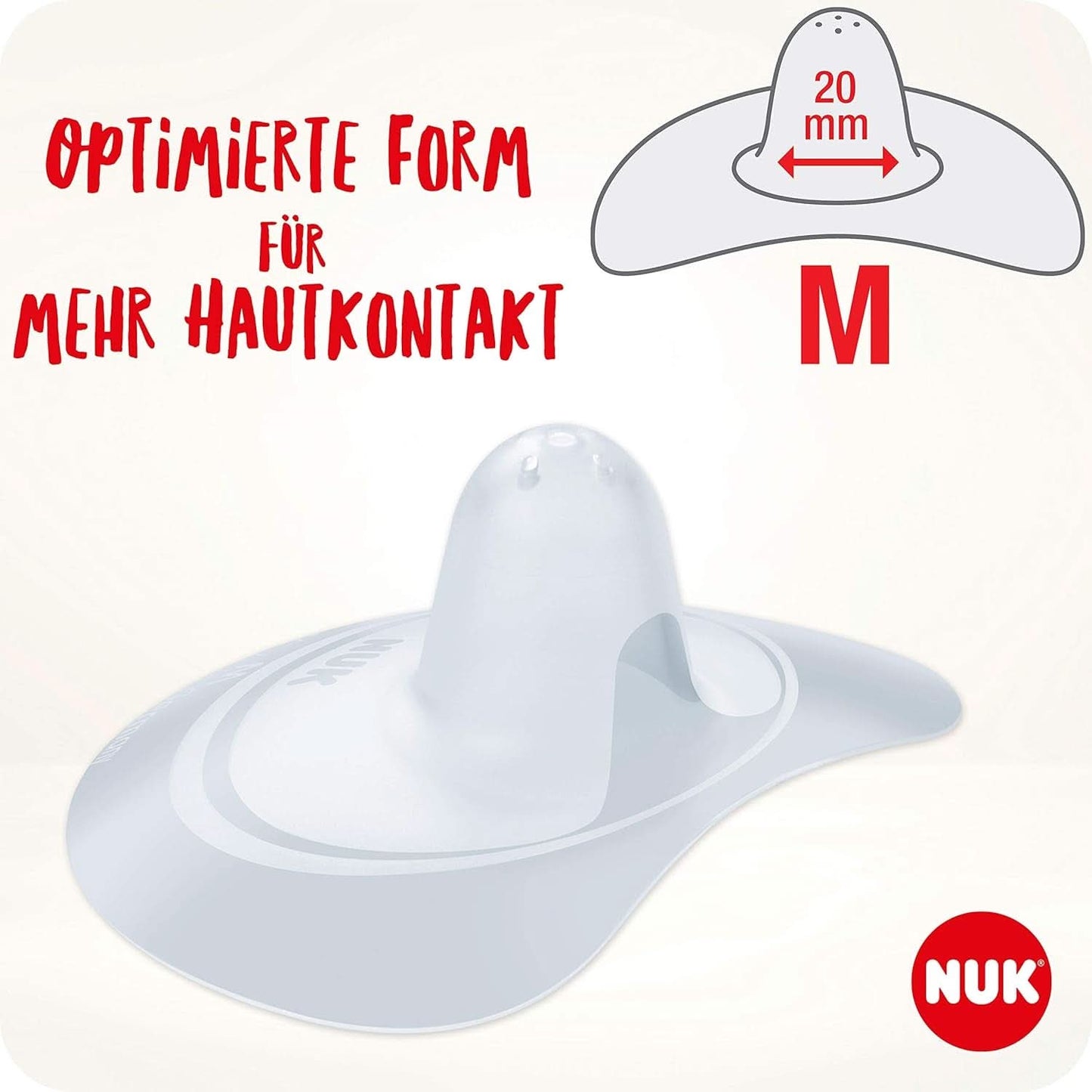 NUK Stillhütchen | Brusthütchen Zum Stillen | Schützt Vor Wunden Brustwarzen | Dünnes Silikon | Größe M (20Mm) | Inklusive Schutzdose | 2 Stück Babymad og ammetilbehør Naty Shop