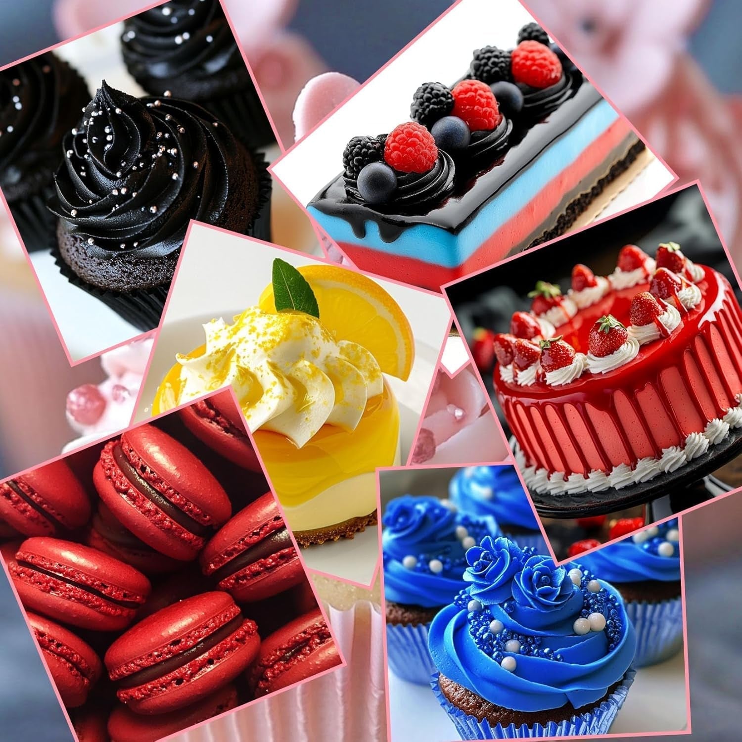 Pulverfarvesæt til madlavning - 4x5 g koncentreret madfarve til fondant, smørcreme, livlig madfarve til bagning, kagepynt, farvning af påskeæg, macarons, All Hallows' Day