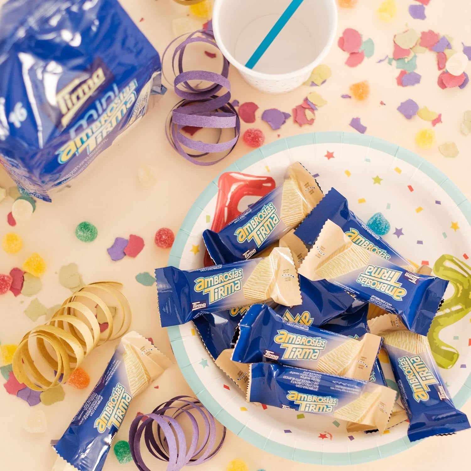 Tirma Mini hvid chokolade wafers | (16 enheder x 13,5 g), 216 g | Delikat cremefyld | Ikke-GMO | Velegnet til vegetarer | Individuelt pakket | Pakket snack