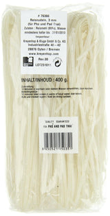 Risnudler - Thai, 3 mm brede risbåndsnudler, lavet af rismel - 17 x 400 g