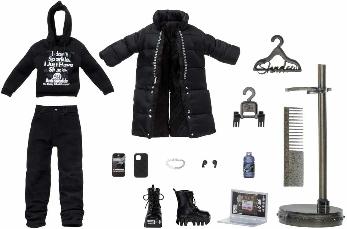 Rainbow High Shadow High - REXX McQueen - Moderigtig sort dukke med moderigtigt outfit og over 10 farverige legetilbehør - Ideel til samlere og børn i alderen 4-12 år