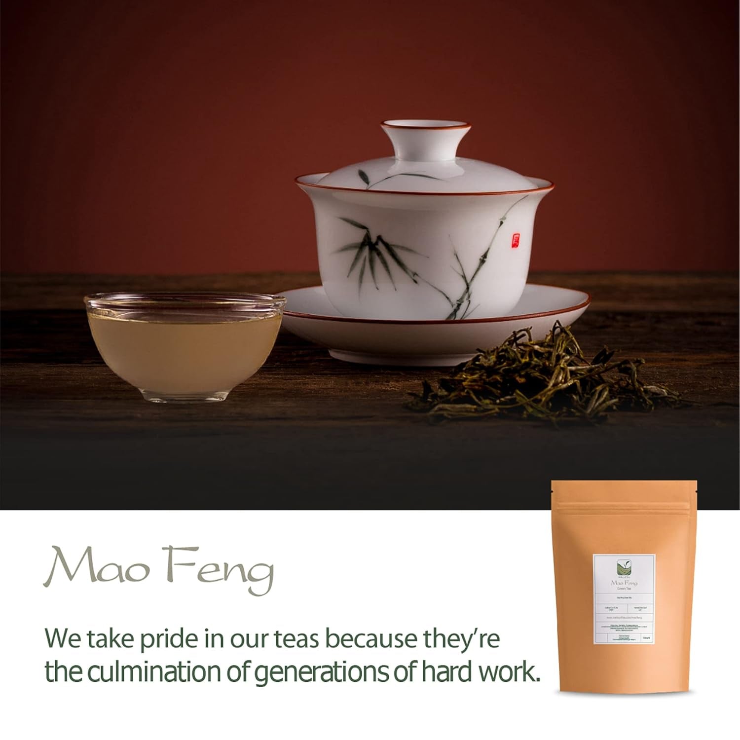 Mao Feng Huangshan Grøn te - Berømt kinesisk te fra Huang Shang - Maofeng Yellow Mountains Grøn te Blade Kina Mao Feng te Økologisk Grøn te Kinesisk Grøn te Grøn te