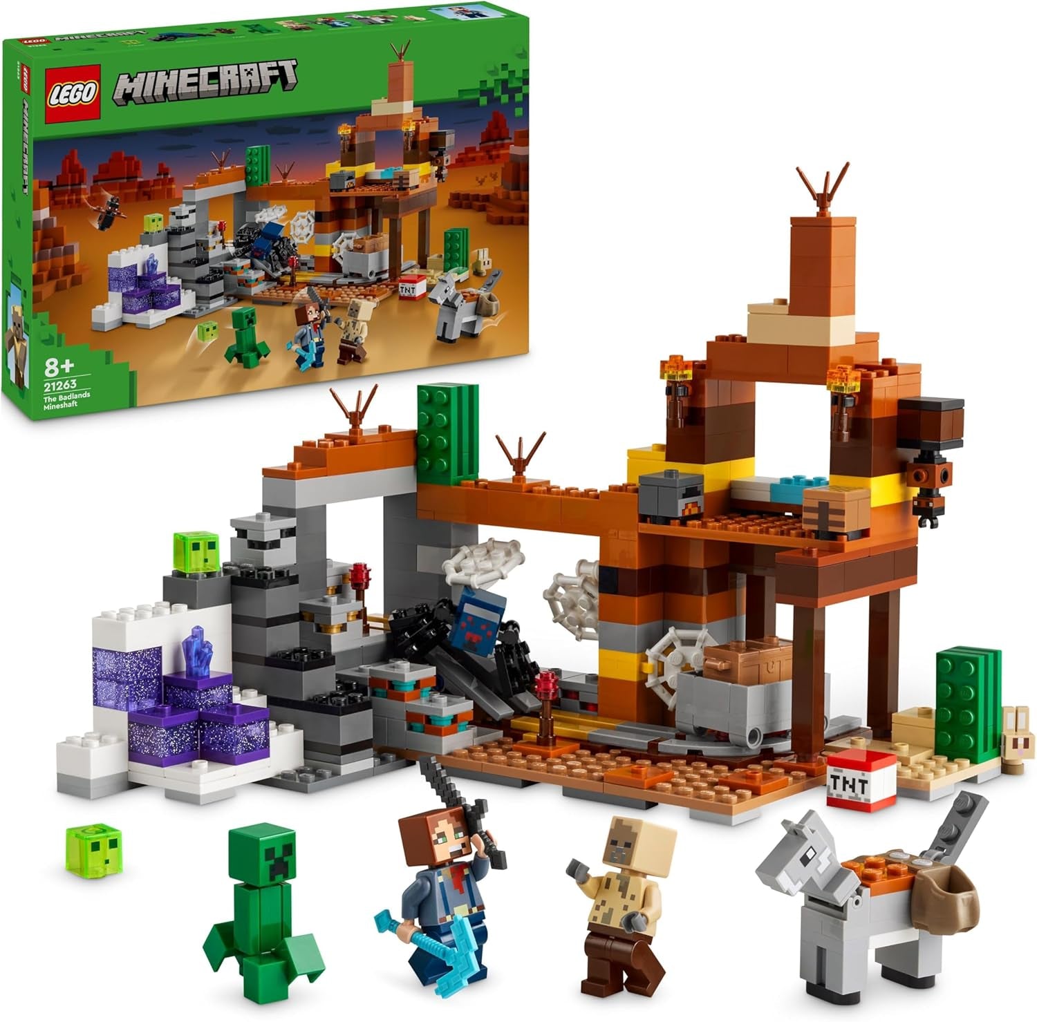 LEGO Minecraft Badlands Mine Videospil Minelegetøjssæt til drenge og piger i alderen 8+ Sjov byggeklodser Eventyrsæt Fødselsdagsgave 21263 Byggesæt Besuche den LEGO-Store Standardtitel