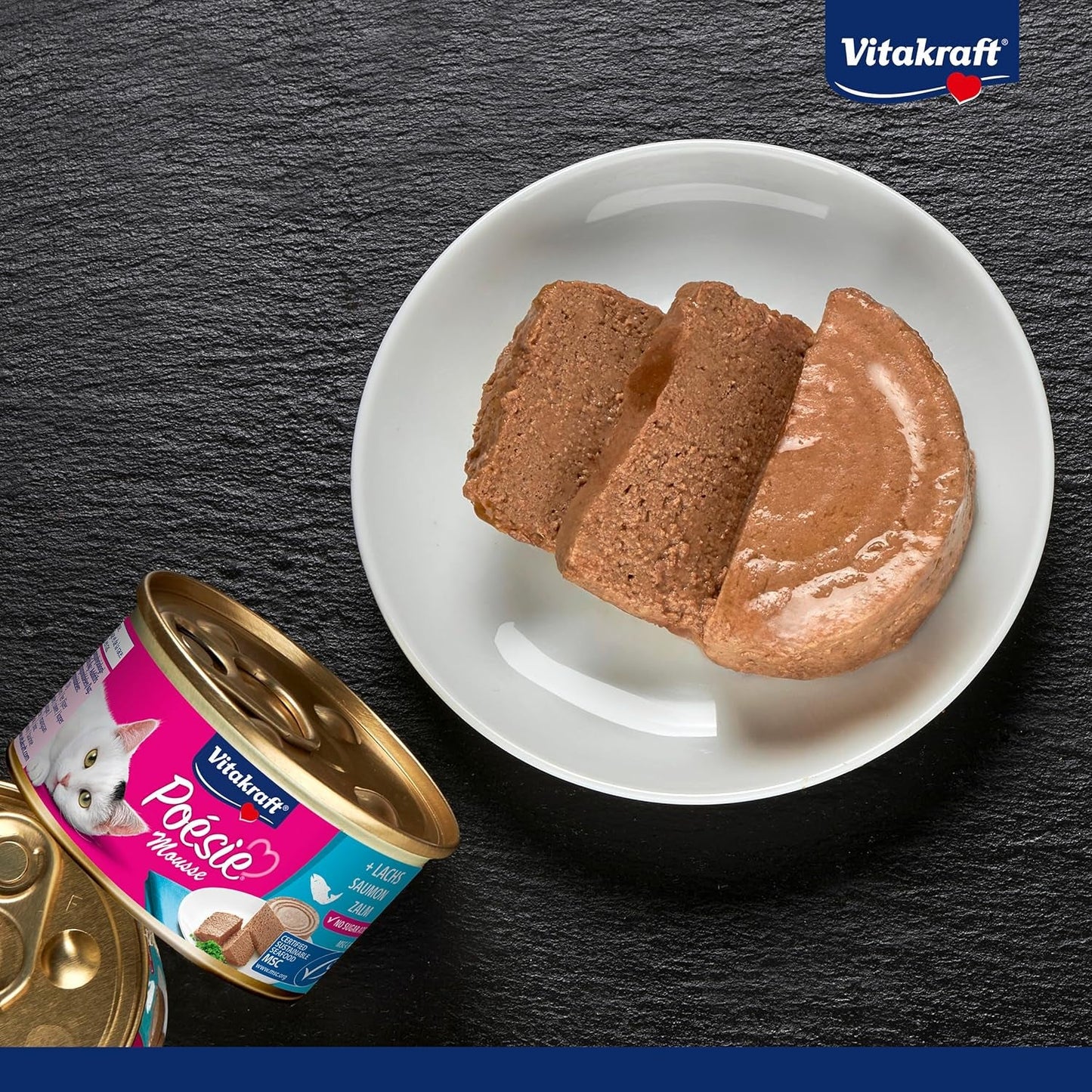 Vitakraft Poésie Mousse, våd kattefoder, luftskum, med laks, uden tilsat sukker eller korn (12 x 85g)