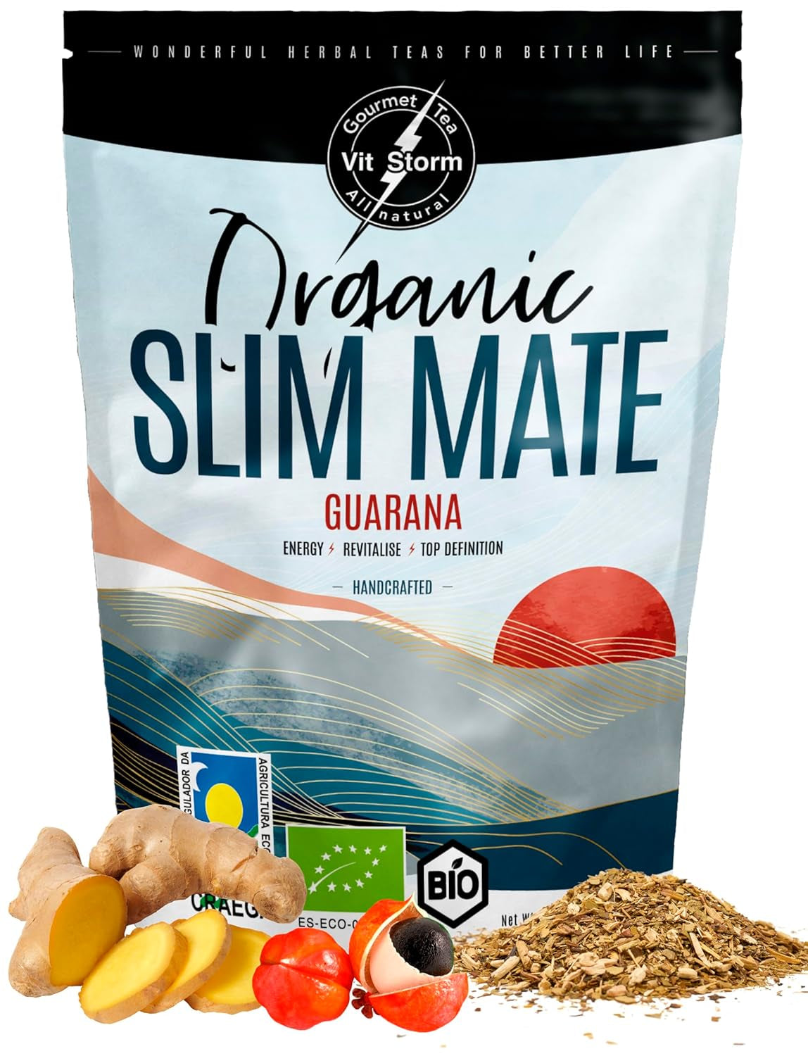 VITSTORM® Slim Tea Kardemomme – BIO Yerba Mate Tea – Detox og vanddrivende te – 100G