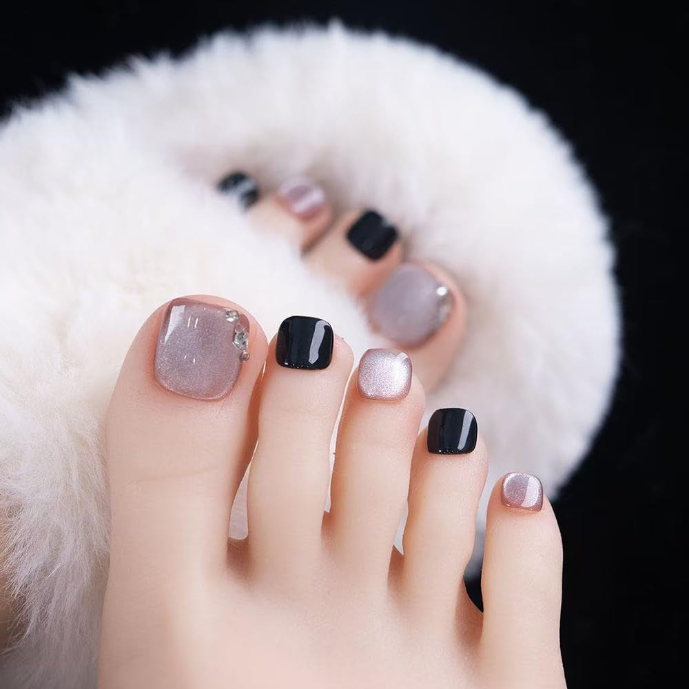 Selvklæbende kunstige neglesæt - franske falske negle - 24 stykker Kort firkantet design Hvid Pink Gradient Kunstige Negle Ballerina Manicure (Kort Pink Gradient)