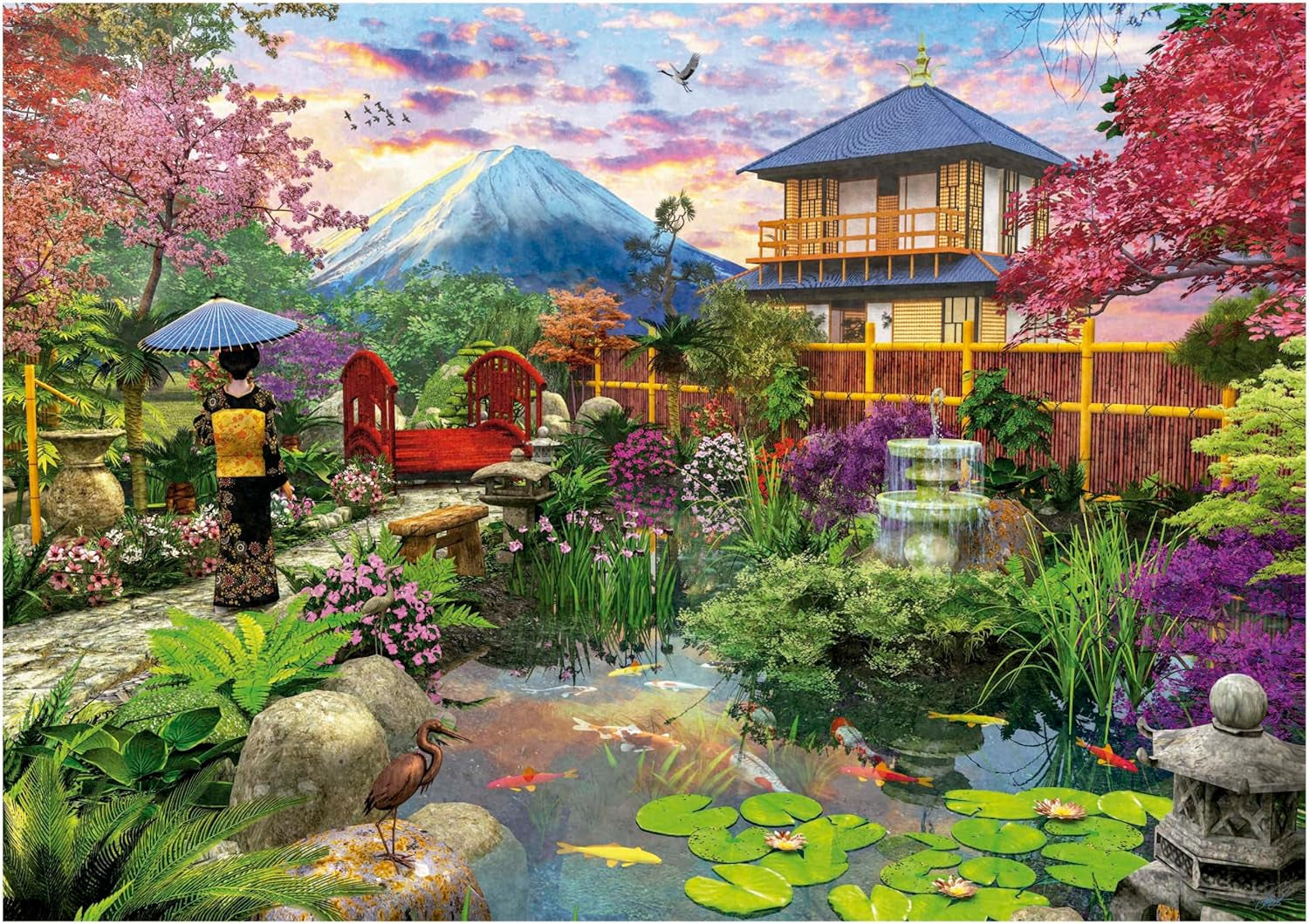 Educa - Puslespil med 1500 brikker for voksne | Den japanske have. Mål: 85 X 60 cm. Inkluderer Fixpuzzle puslespil lim. I 14 år (19937) Puzzle Naty Shop